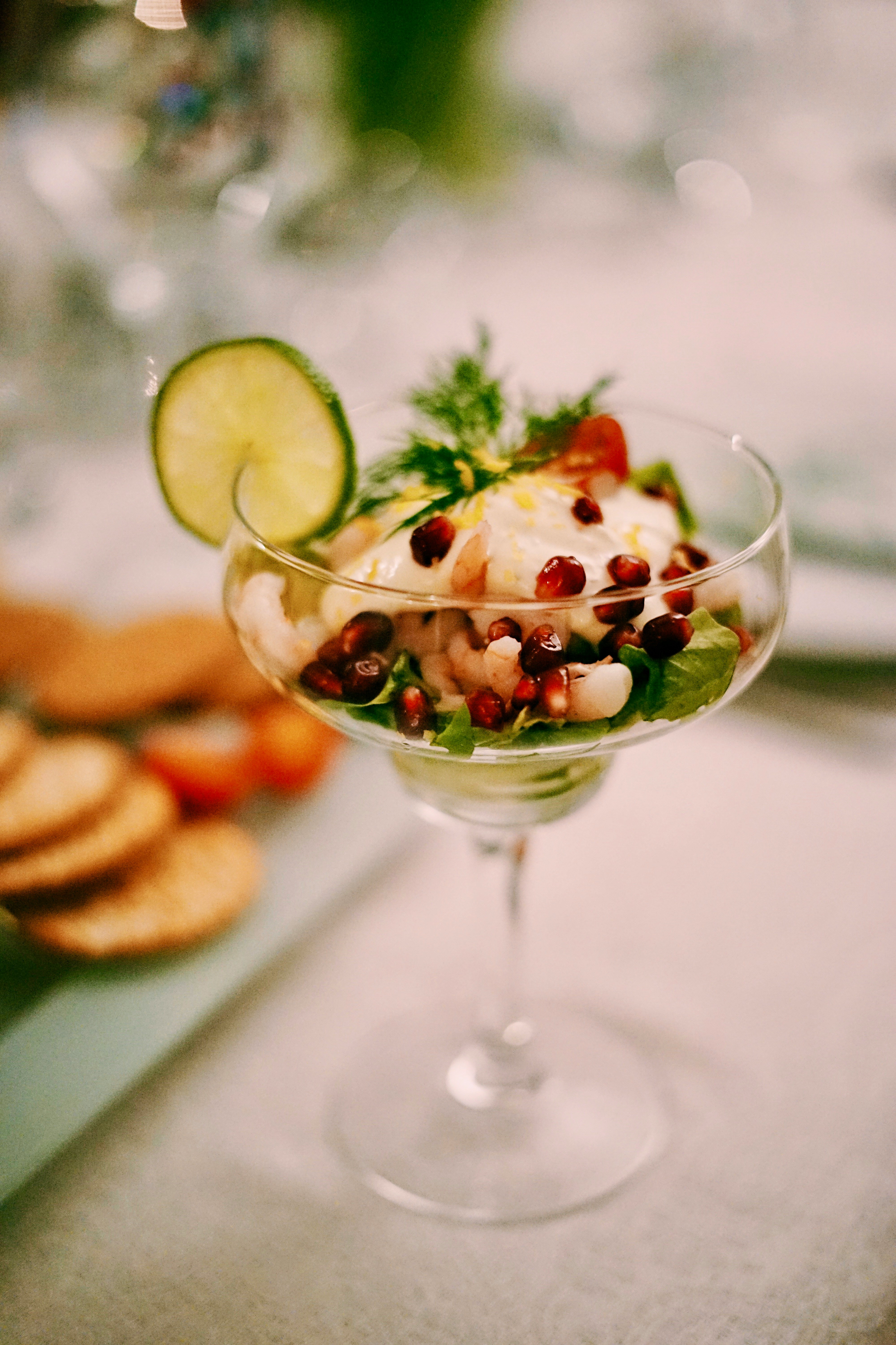 nicoise salad served in a small glass